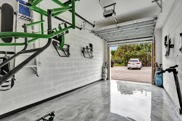 garage with a garage door opener