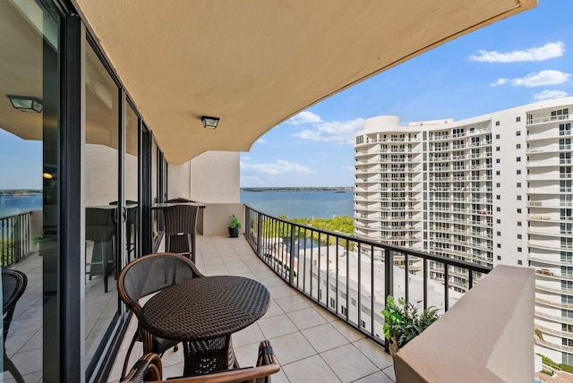 balcony with a water view