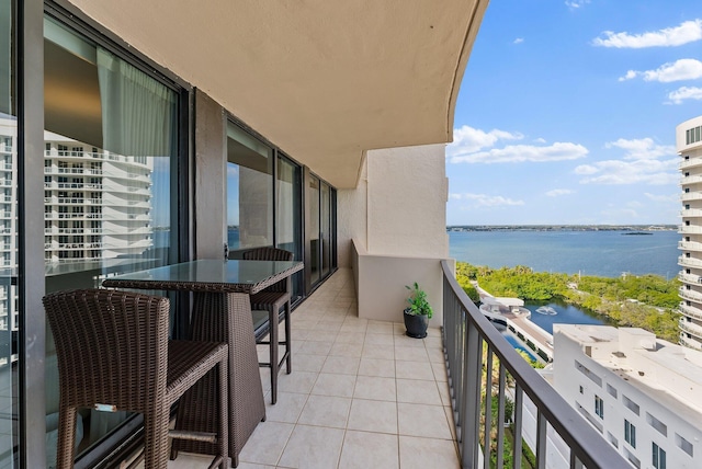 balcony with a water view