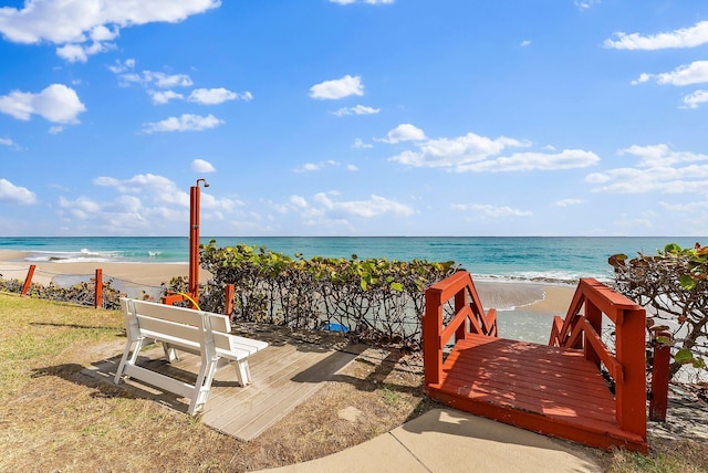 water view featuring a beach view