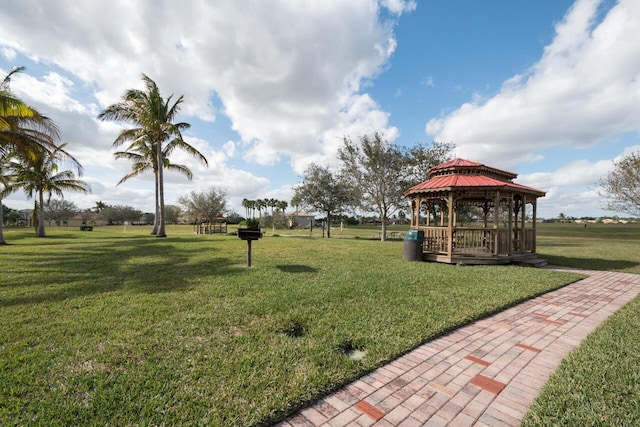 view of yard with a gazebo