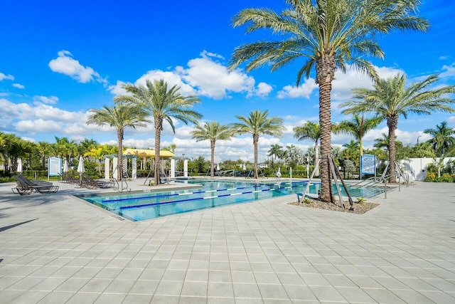 view of pool featuring a patio