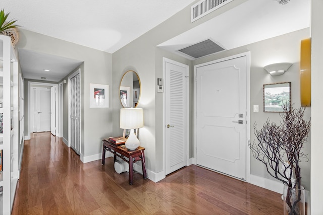 entrance foyer with dark wood-type flooring