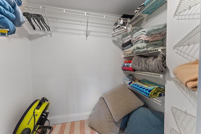 walk in closet with carpet floors