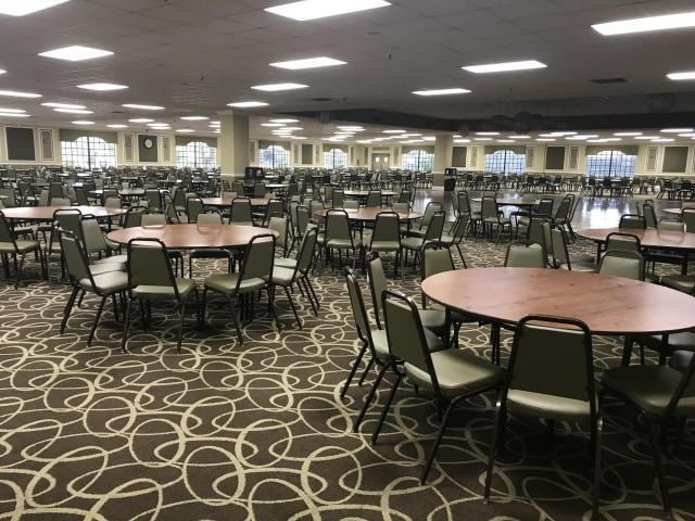 dining area with carpet floors