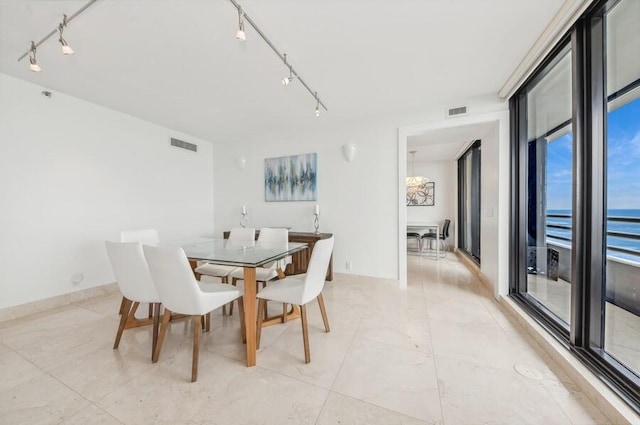 dining area with rail lighting