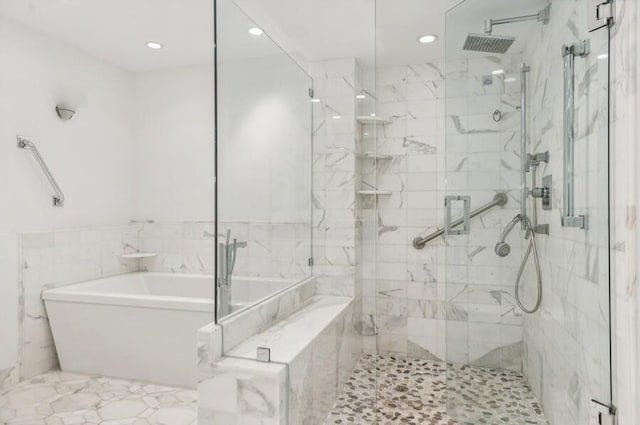 bathroom with independent shower and bath