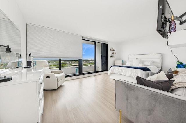 bedroom with light hardwood / wood-style floors