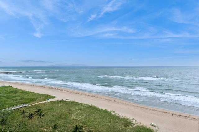 property view of water featuring a view of the beach