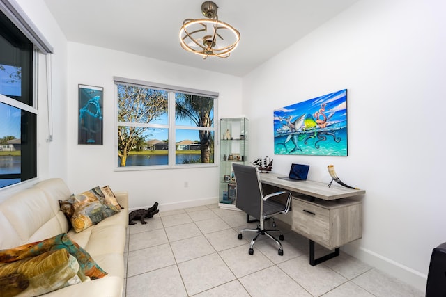 office space featuring light tile patterned floors