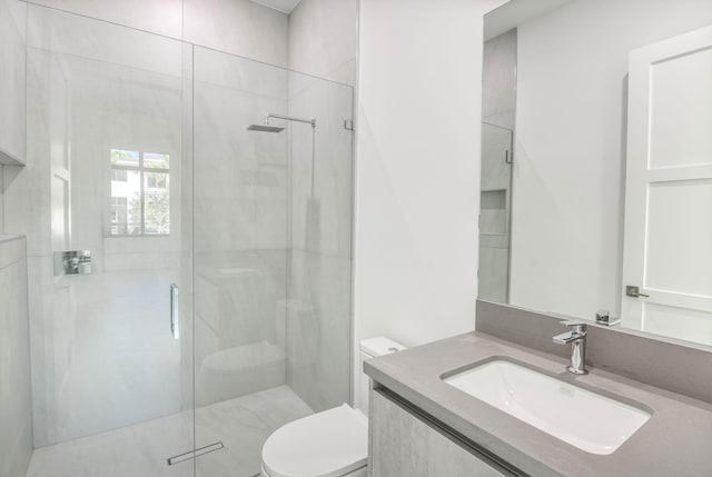 18416 Symphony Ct, Jupiter, FL 33458 - bathroom featuring toilet, a stall shower, and vanity