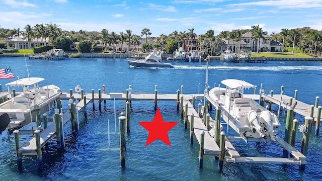 dock area featuring a water view