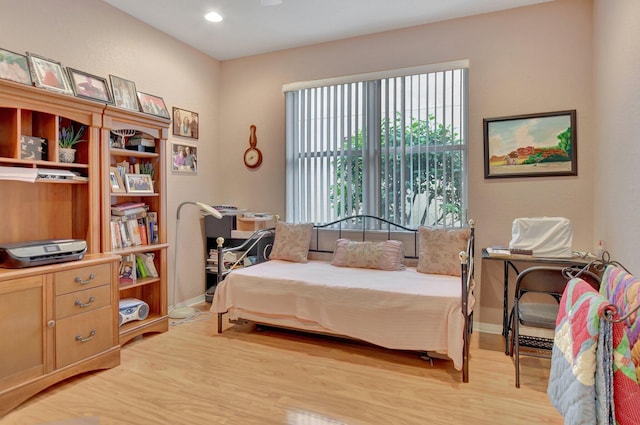 bedroom featuring light hardwood / wood-style flooring