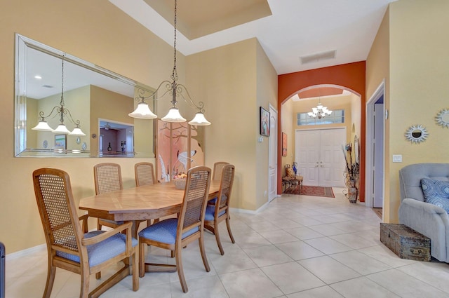 dining room featuring light tile patterned flooring