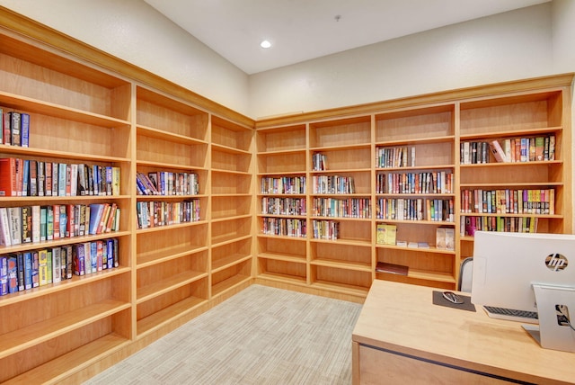 office area with light wood-type flooring