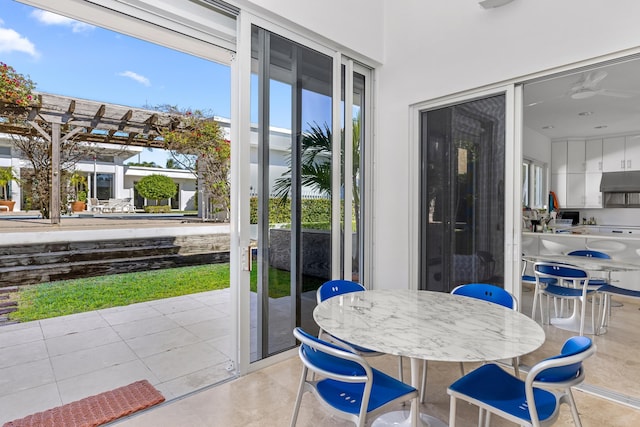 interior space featuring a pergola