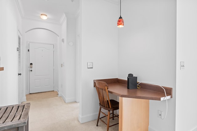 interior space with crown molding