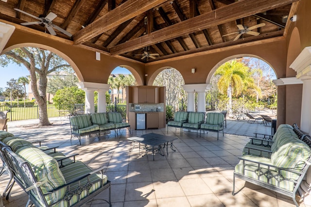 view of patio / terrace featuring outdoor lounge area and ceiling fan