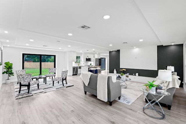 living room featuring light hardwood / wood-style flooring