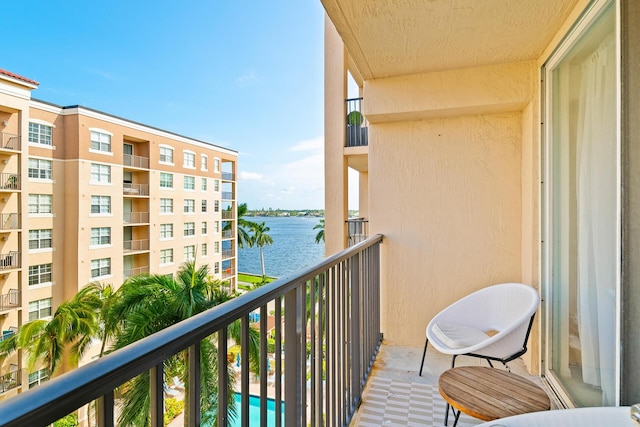 balcony with a water view