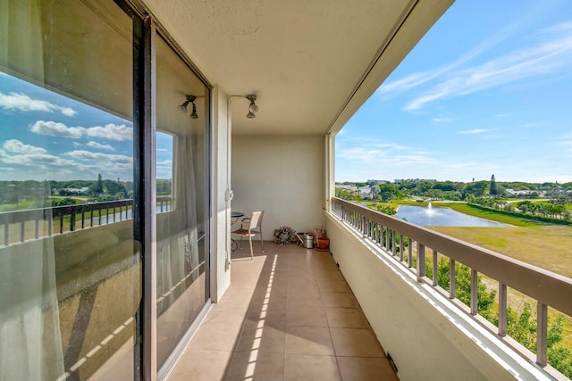 balcony with a water view