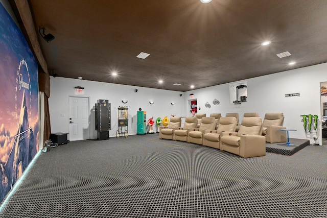 view of carpeted home theater room