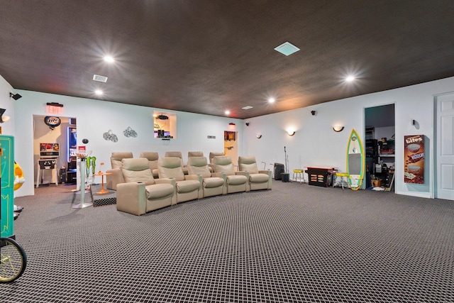 view of carpeted home theater room