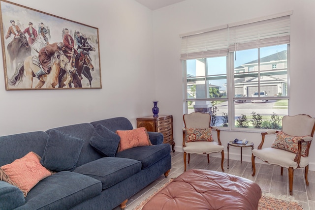 living room with hardwood / wood-style floors