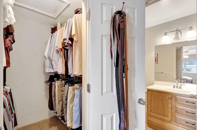 walk in closet featuring sink