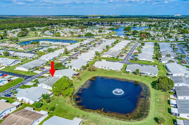 bird's eye view featuring a water view