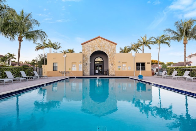 view of pool featuring a patio area