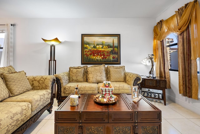 view of tiled living room