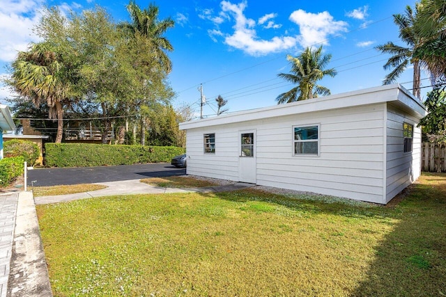 exterior space with a lawn