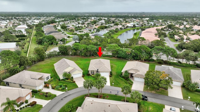 bird's eye view featuring a water view