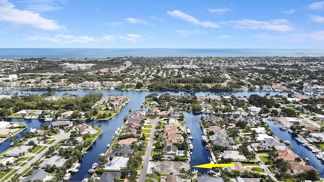 bird's eye view featuring a water view