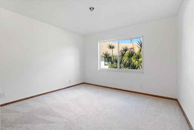 empty room with carpet flooring and a textured ceiling