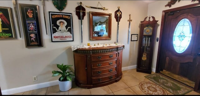 view of tiled foyer entrance