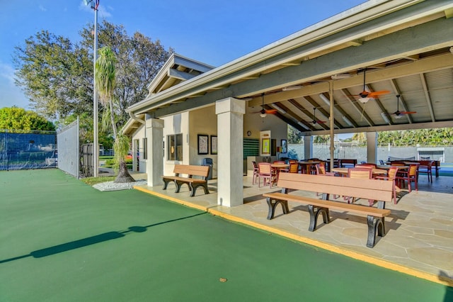 view of patio with ceiling fan