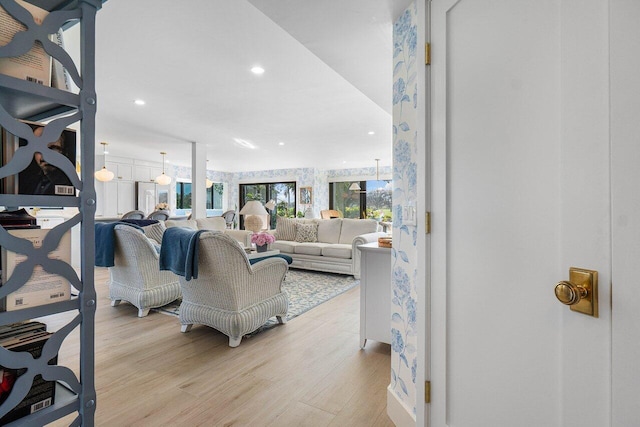 living room featuring light hardwood / wood-style floors