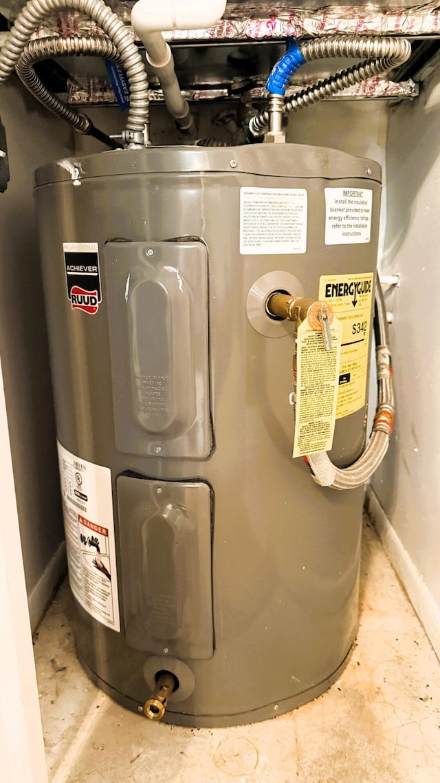 utility room featuring water heater