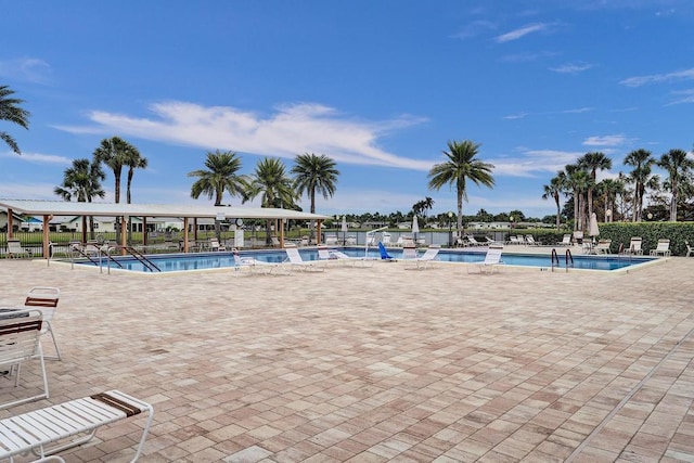 view of pool featuring a patio