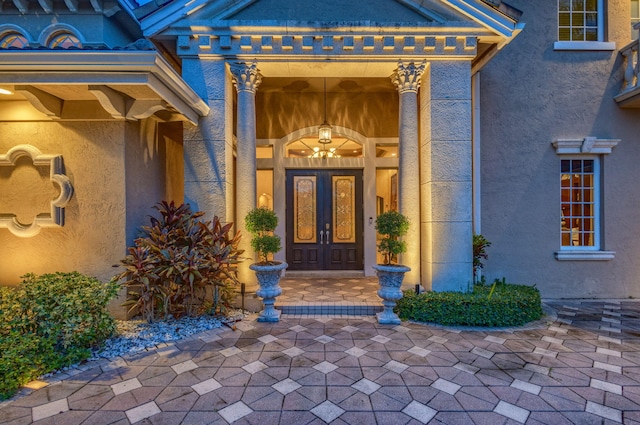 doorway to property with french doors