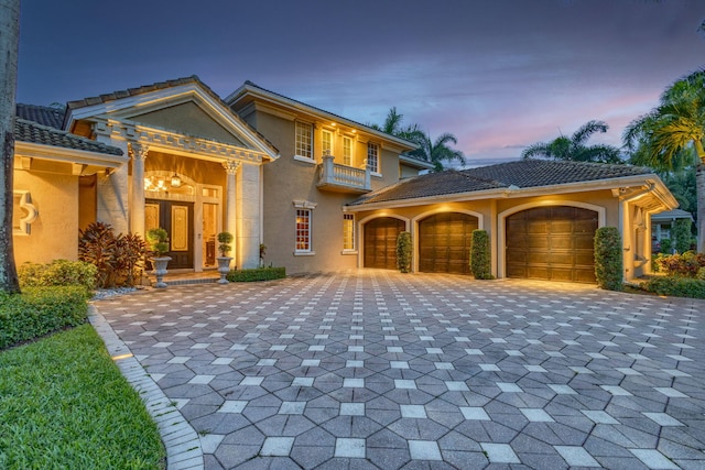 view of front of house with a garage