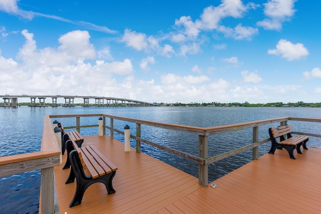 dock area with a water view