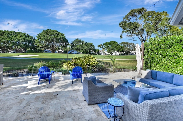 view of patio featuring an outdoor hangout area