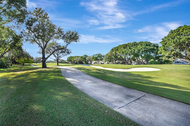 view of property's community with a yard