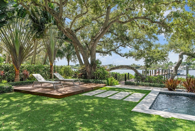 view of yard featuring a wooden deck