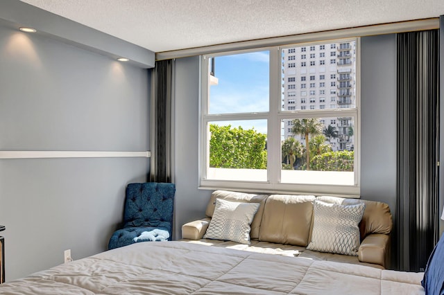 bedroom with a textured ceiling