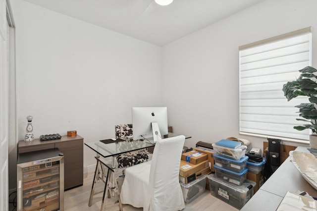 office space featuring light hardwood / wood-style flooring