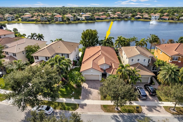 bird's eye view featuring a water view